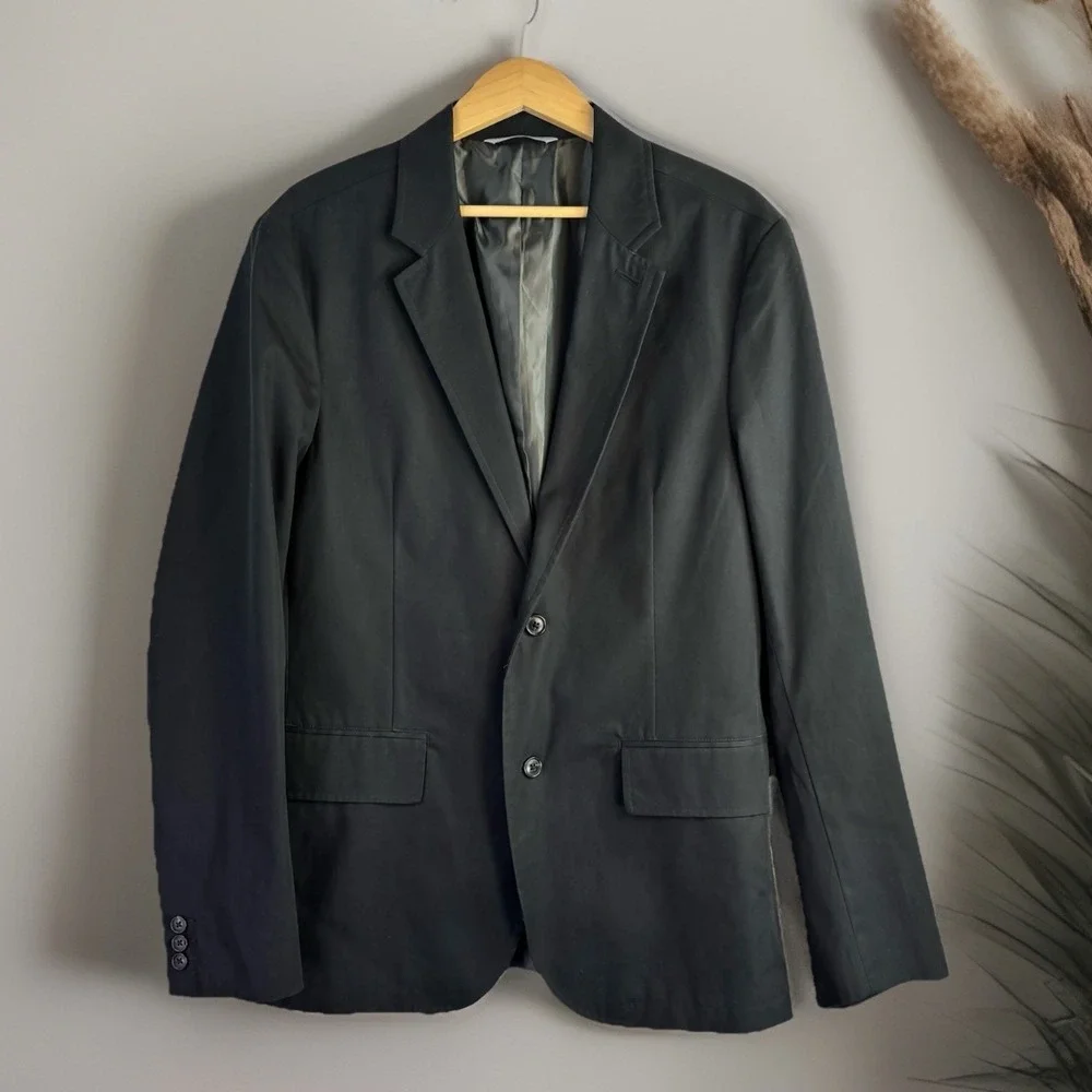 Y2K Gap Casual Blazer M 100% Cotton Black Sport Coat Jacket Timeless Preppy